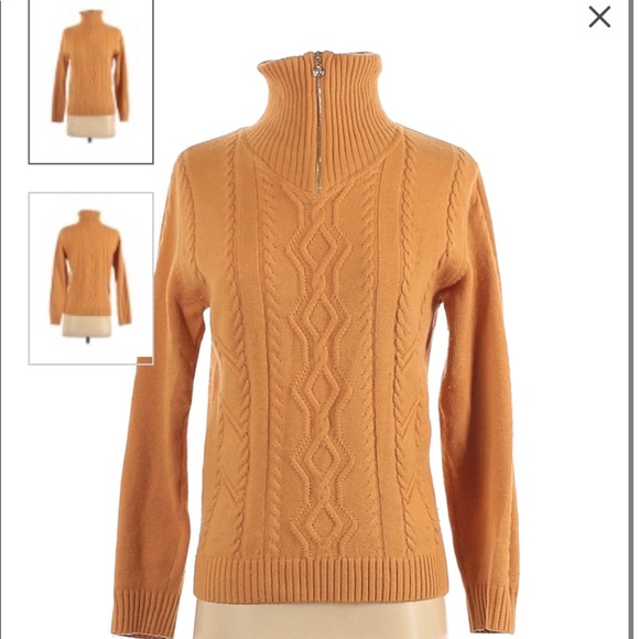 ESCADA | vintage grandpa sweater italian wool knit half zip cable yellow xs/s - Picture 3 of 4